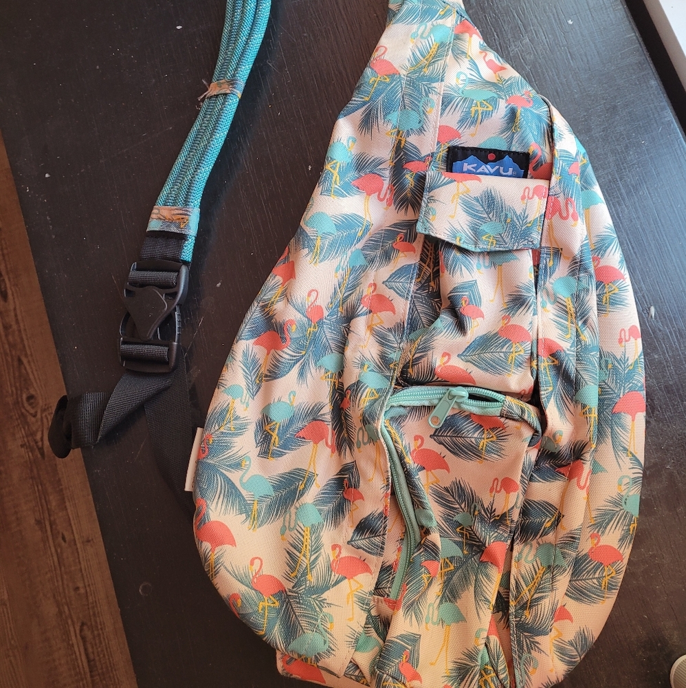 KAVU Rope Sling bag/purse Flamingo print